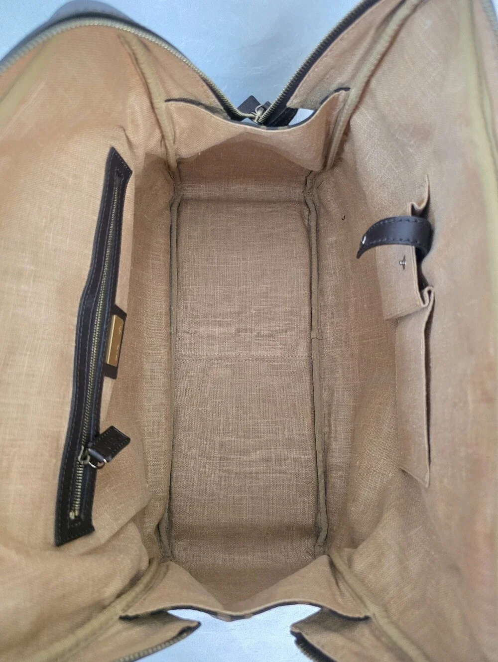 Auth Fendi Zucca FF Top Handle Doctor's Tote Bag